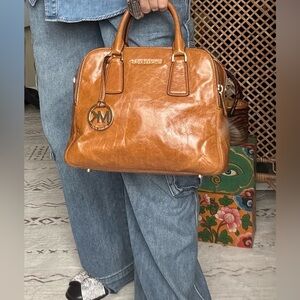 Michael Kors Tan Leather Satchel with Gold Accents
